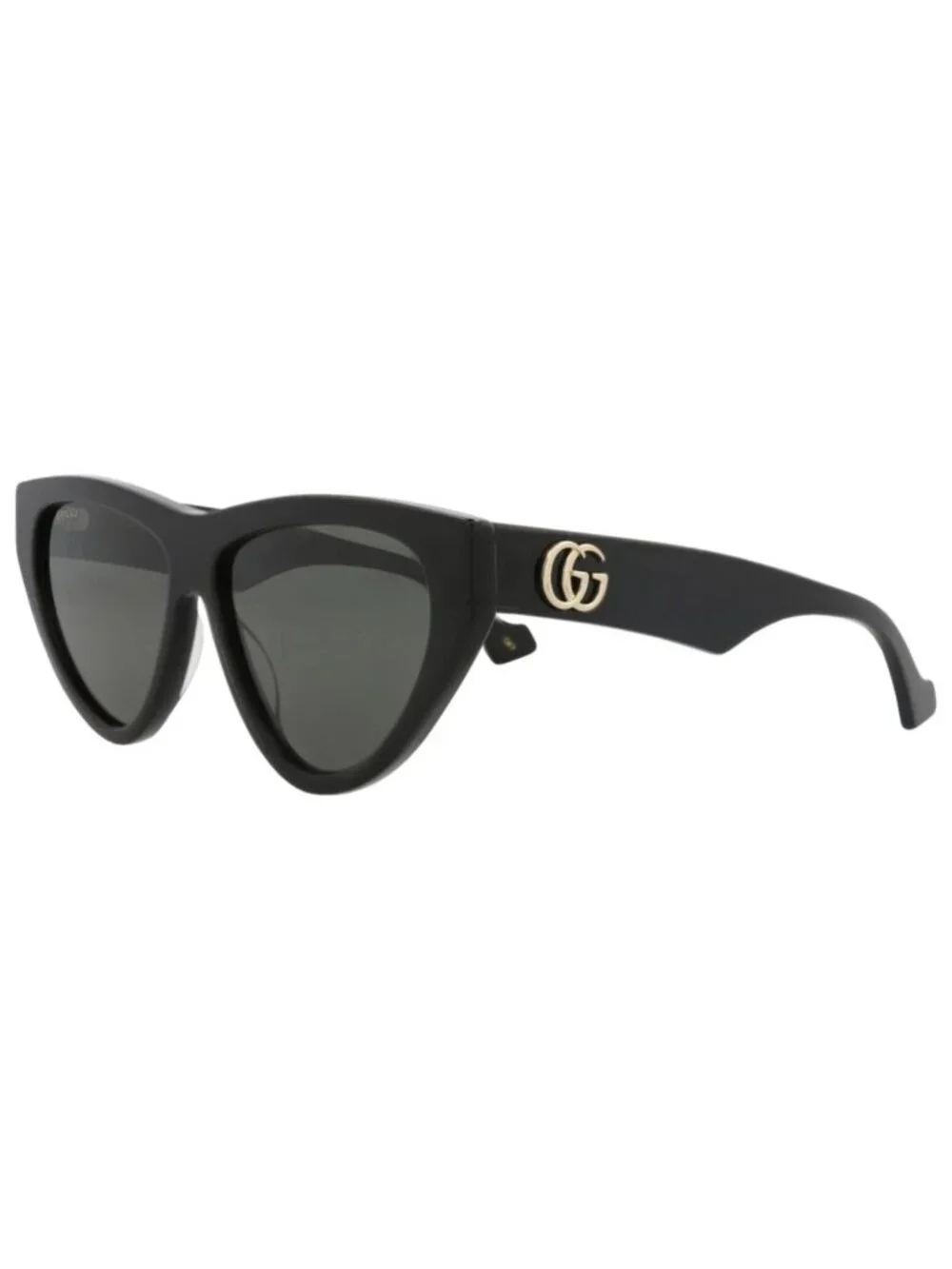 New Gucci Women's Sunglasses Cat Eye Recycled Acetate Frame Black Black Grey
